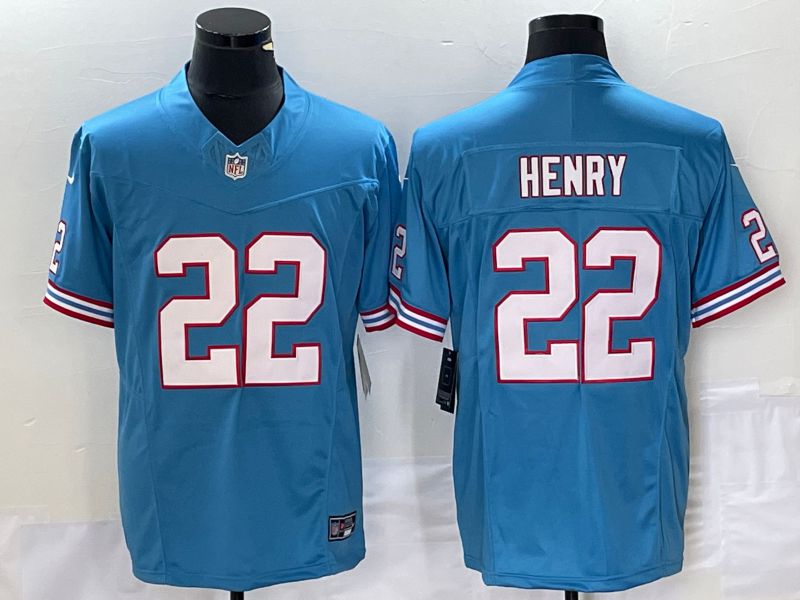 Men Tennessee Titans #22 Henry Light Blue Nike Throwback Player Game NFL Jersey